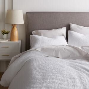 Quince Organic Luxe Honeycomb Duvet Cover Set White Size KIng/CalKing